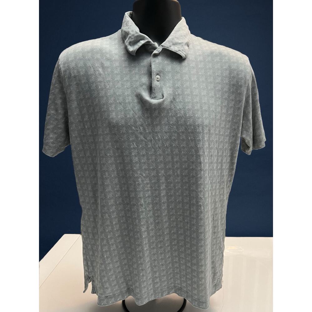 Left Coast Tee Shaped Fit Polo Shirt Men’s Gray Textured Pattern Casual Golf Top